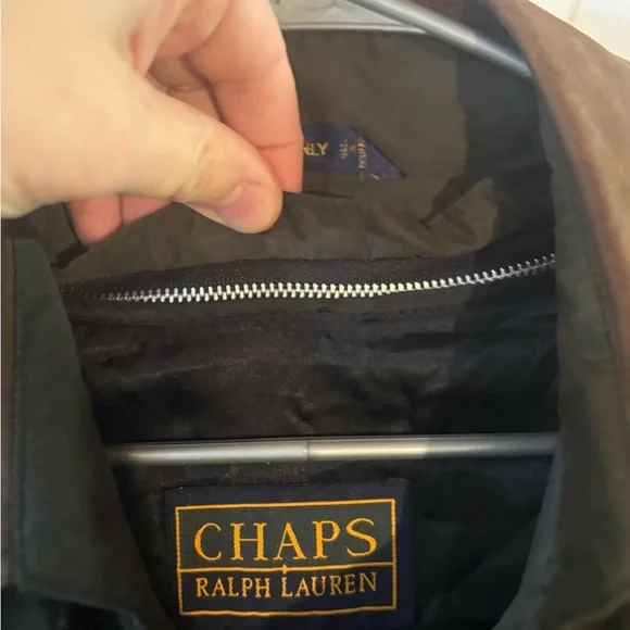 Vintage Ralph Lauren Olive Coat with Brown Collar - Picture 6 of 10